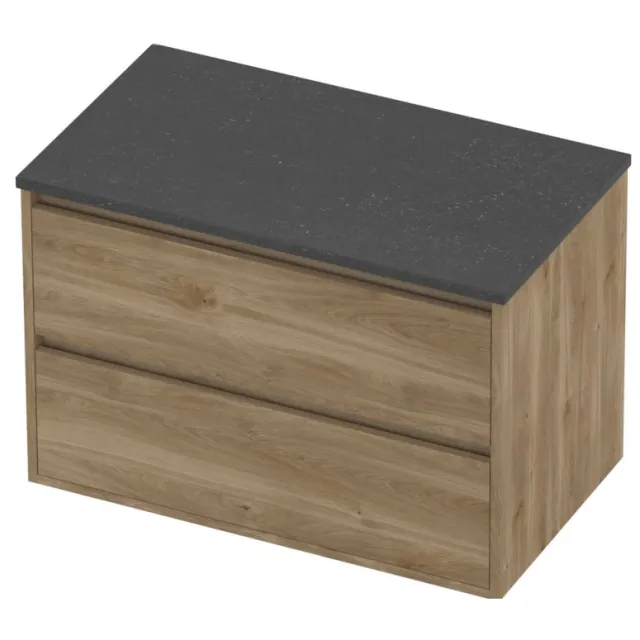 Proline Deck Badmeubelset Hardsteen Greeploos Symmetrisch Kader 80x46x54 cm Blue Stone Cider Oak Eiken