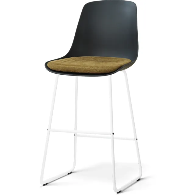 Nolon Nino-Liv barkruk zwart met mosgroen zitkussen - wit onderstel - 75 cm, foto 2