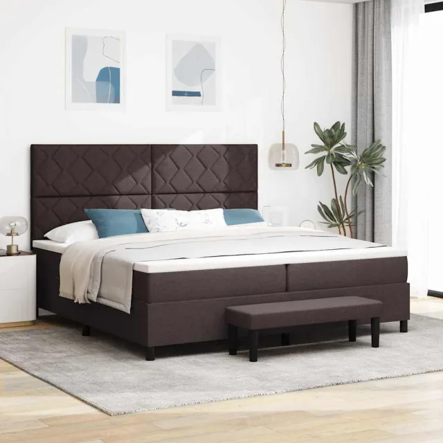 vidaXL Boxspringbed met hoofdeinde Donkerbruin 200 x 200 cm Stof