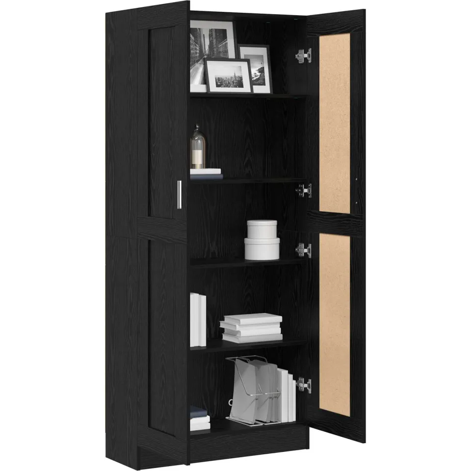 vidaXL Boekenkast 3-laags 82,5 x 30,5 x 185 cm Bewerkt hout Zwart