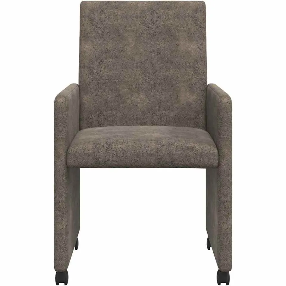 vidaXL Eetkamerstoelen met Wieltjes 2 st Faux suede leer Donkergrijs grijs, foto 4