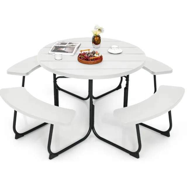 GranMaison Picknicktafel - Kinderen - Tuintafel - Multifunctionele Picknick tafel - Speeltafel - Geschikt voor Buiten - Wit