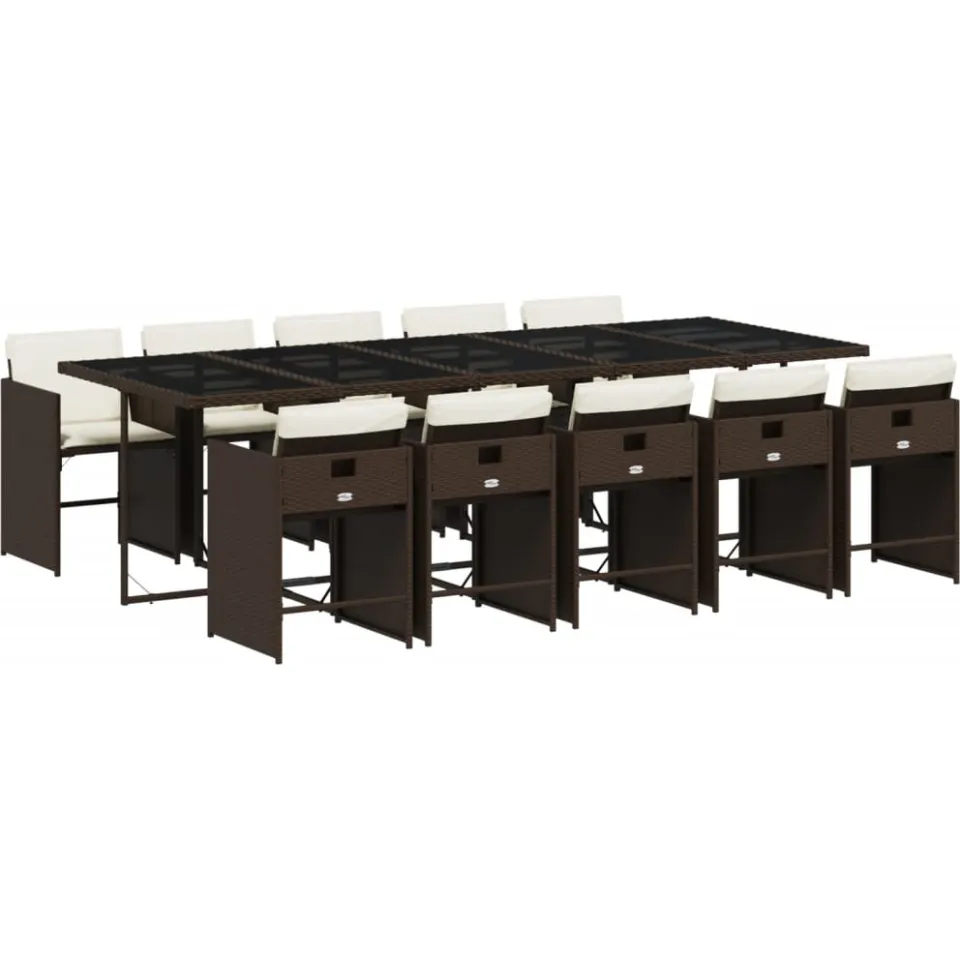 vidaXL 11-delige Tuinset met kussens poly rattan bruin, foto 3