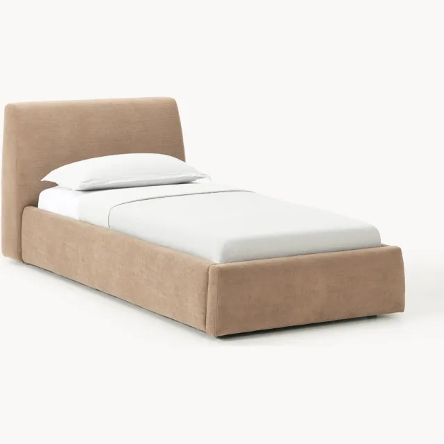 Westwing Collection Gestoffeerd eenpersoonsbed Cloud Bruin