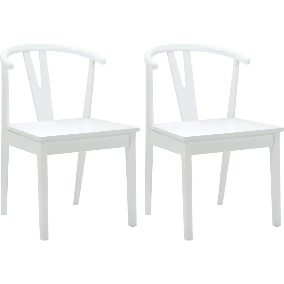 vidaXL Eetkamerstoel 2 st Massief Rubberhout Wit en Wit