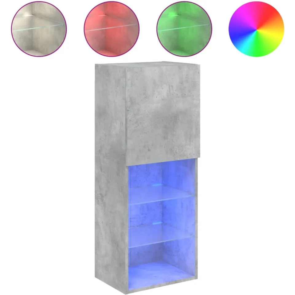 vidaXL Tv-meubel met LED-verlichting 40,5x30x102 cm betongrijs