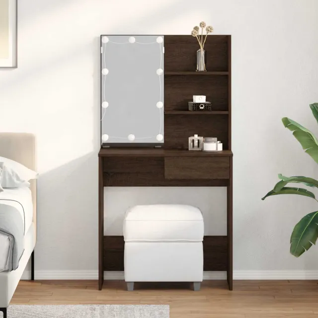 vidaXL Kaptafel met LED-verlichting 74,5x40x141 cm bruin eikenkleur, foto 2