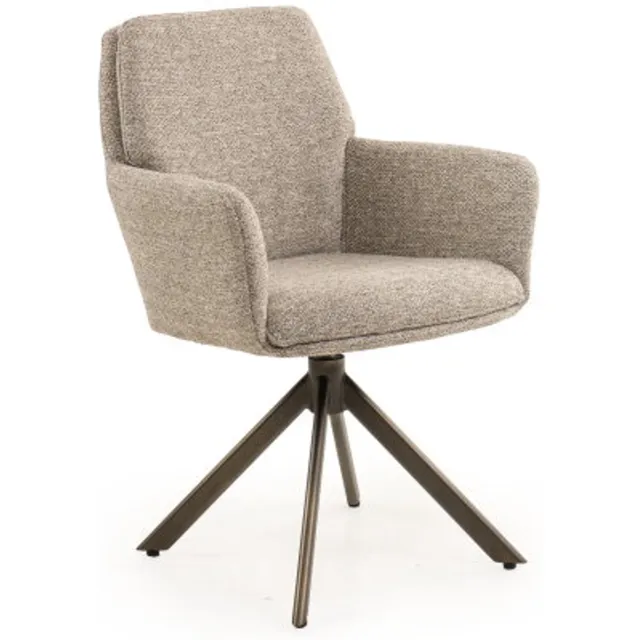 Moods Collection Eetkamerstoel Riga draaibaar Venus anodic bruin - Be great nature 01 Beige