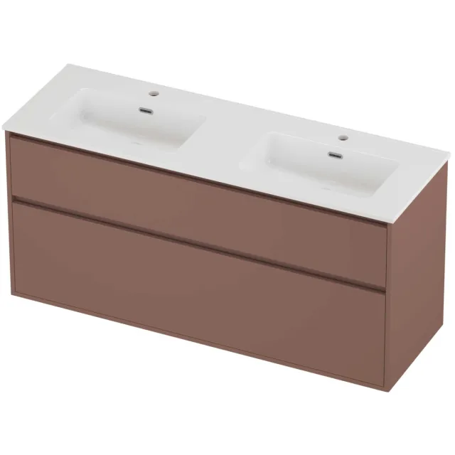 Proline Tribute Badmeubelset Porselein Elegant 2 Gaten 140x46x67 cm Glans Wit Beauty Blush Rosé Goud