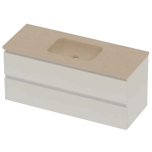 Basic-Line Rocky 46 Badmeubelset Hardsteen 120x46x54 cm R46SSEMW1200 Mat White Sand Stone Beige