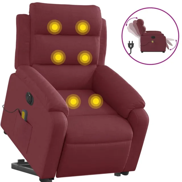 vidaXL Sta-op-massagestoel - elektrisch - verstelbaar - stof - wijnrood