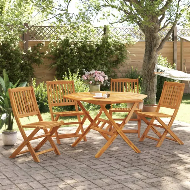vidaXL 5-delige Tuinset inklapbaar massief acaciahout Bruin