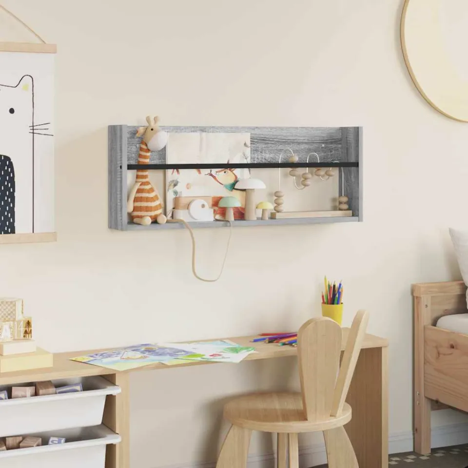 vidaXL Tijdschrift Rek Grijs Sonoma 80 x 12 x 30 cm Bewerkt hout, foto 4
