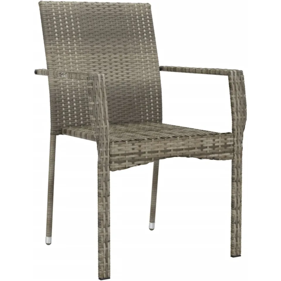 vidaXL Tuinstoelen 4 st met kussens poly rattan grijs, foto 3