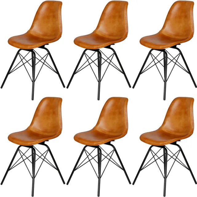 Casa Moro Eetkamerstoel leer cognac - Leren fauteuil Esszimmer Stuhl Leder Cognac
