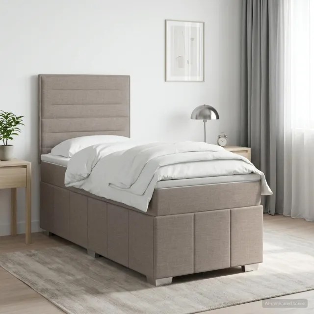 vidaXL Boxspringbed met matras met hoofdeinde Taupe 100 x 200 cm Stof