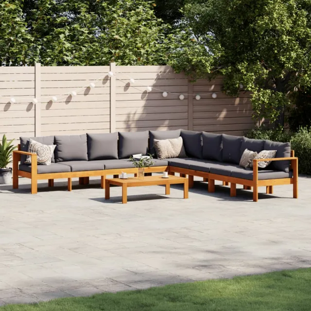 vidaXL 6-delige Loungeset met kussens massief acaciahout grijs, foto 2