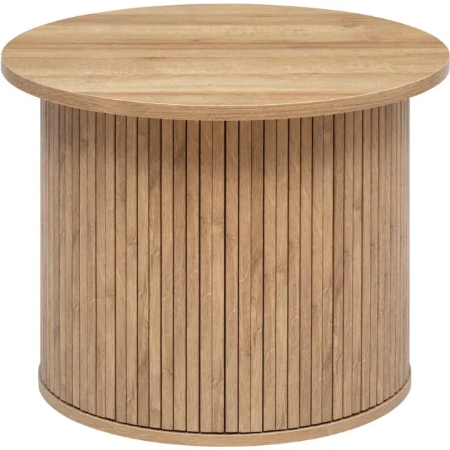 Atmosphera Créateur d'intérieur® Ronde bijzettafel met geribbeld onderstel in eikenlook COLVA Beige