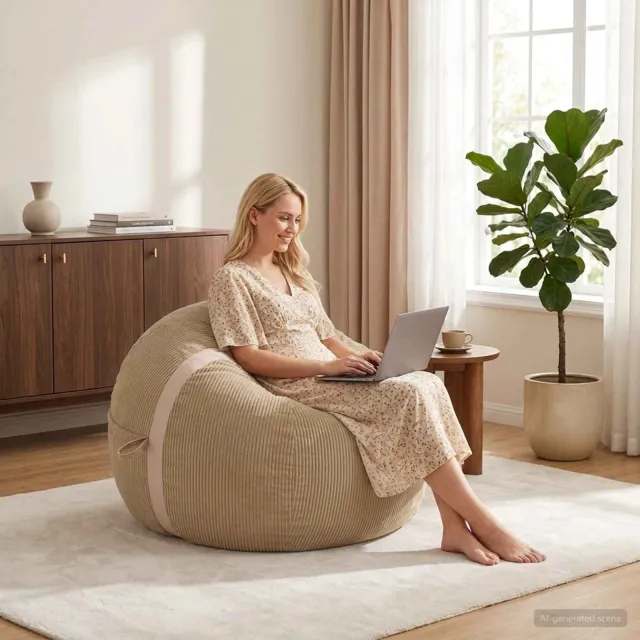 vidaXL Zitzakstoel Bruin 124 x 96 x 96 cm corduroy