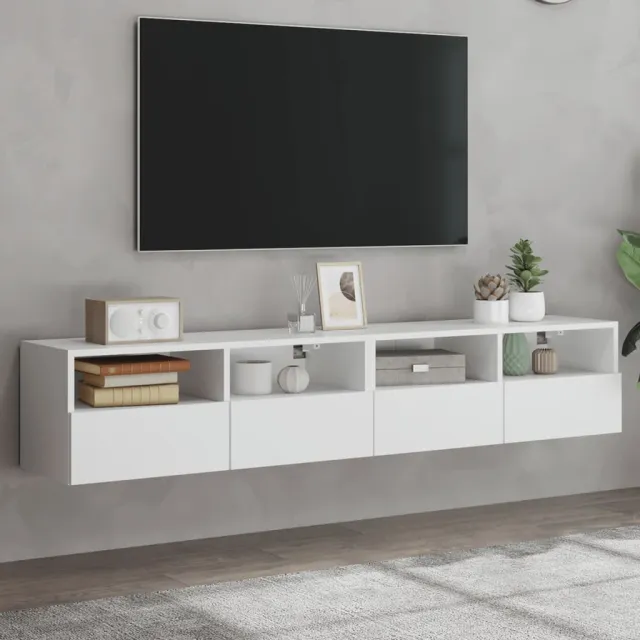 vidaXL Tv-wandmeubels 2 st 80x30x30 cm bewerkt hout wit, foto 2
