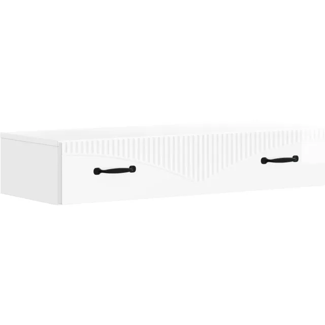 vidaXL Wandgemonteerde - Zijtafel - 87,5 - x - 34,5 - x - 17 - cm - Bewerkt - hout Hoogglans wit