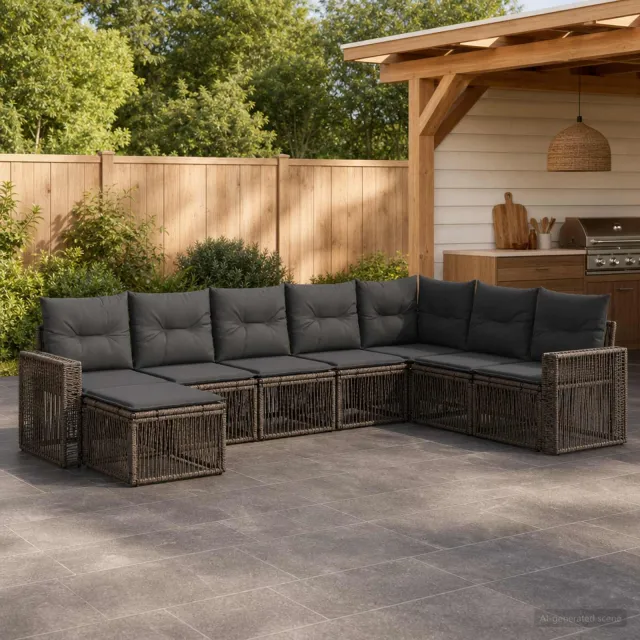 vidaXL Tuinbankenset 8 st 8-zits Grijs en Donkergrijs poly rattan, foto 2