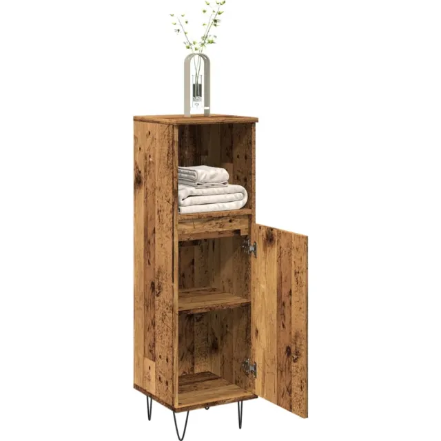 vidaXL Badkamerkast 30x30x100 cm bewerkt hout oud houtkleurig Bruin