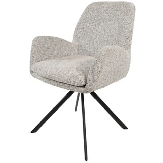 MySons Charles armstoel - draaipoot 360 - Milan Salt 'n pepper - eetkamerstoelen set van 2