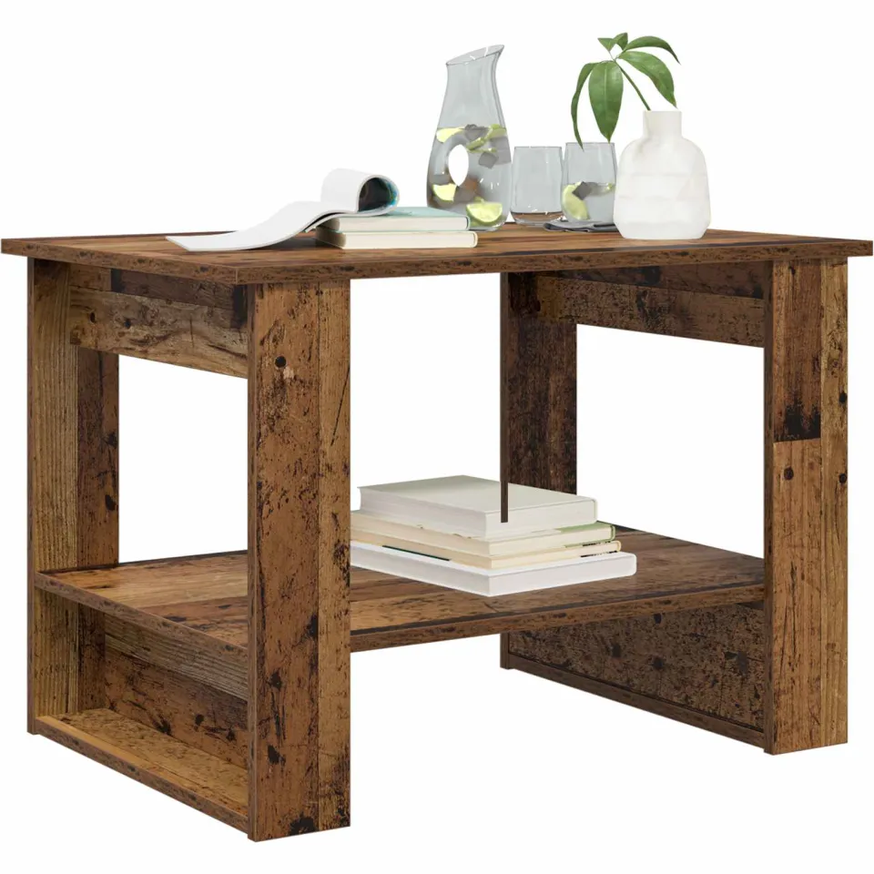 vidaXL Salontafel Oudhout 72 x 50 x 50 cm Bewerkt hout bruin, foto 3