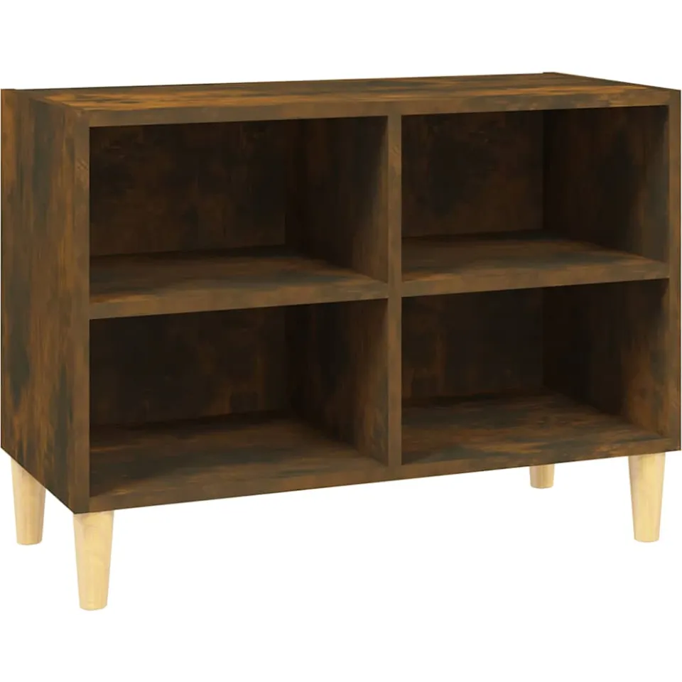 vidaXL Tv-meubel met houten poten 69,5x30x50 cm gerookt eikenkleurig Bruin