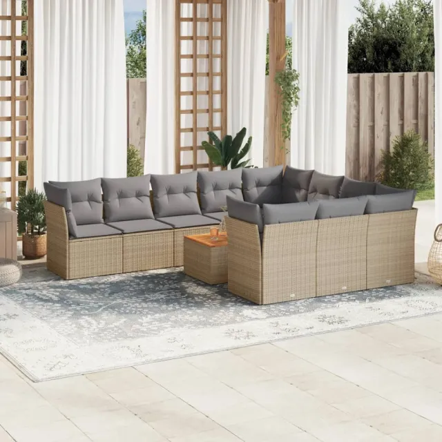 vidaXL Patio Sofa Set 10-zits Beige mix en grijs, foto 2