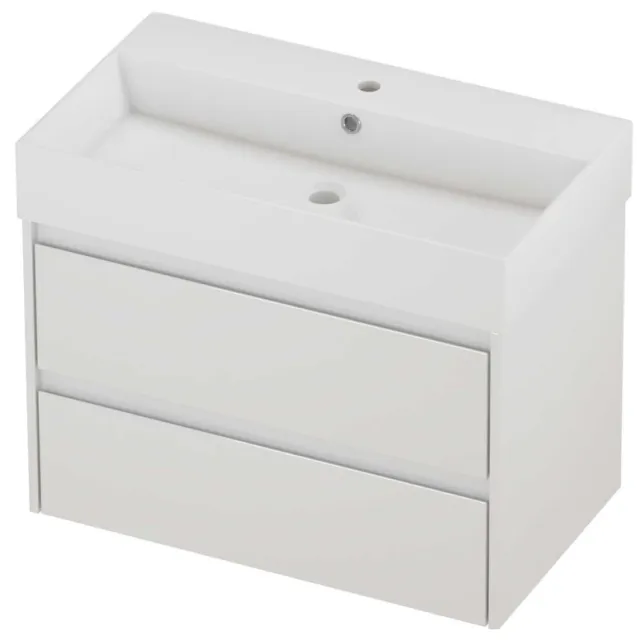 Proline Zara Badmeubelset Porselein Loft 1 Kraangat 80x46x65 cm Glans Wit Glans Wit
