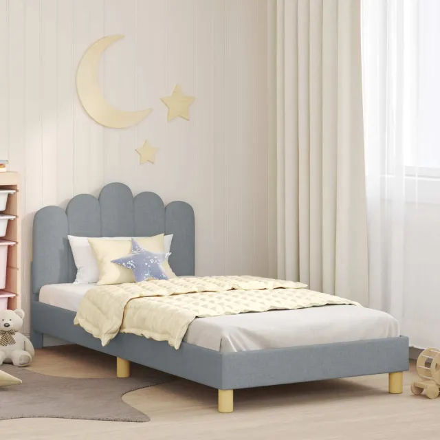 vidaXL Bedframe voor kinderen met hoofdbord Lichtgrijs 90 x 200 cm