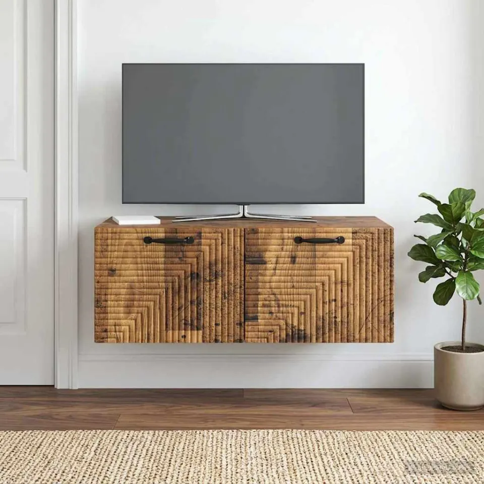 vidaXL Wandbeugel TV-kast Oud hout 78,5 x 41 x 30 cm Bewerkt hout bruin, foto 4