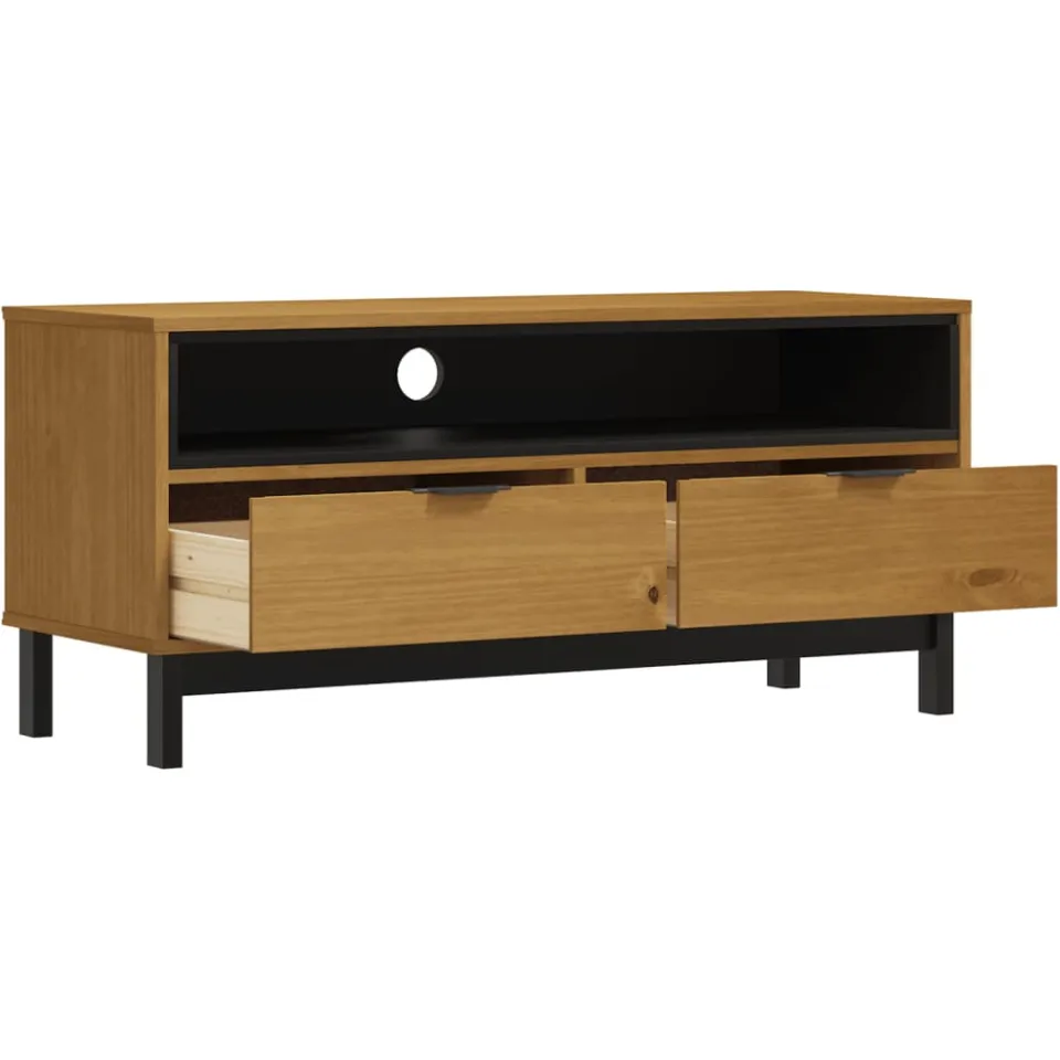 vidaXL TV-meubel FLAM 110x40x50 cm massief grenenhout bruin