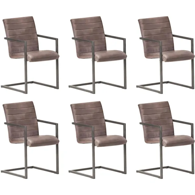 vidaXL Eetkamerstoelen 6 st echt leer bruin