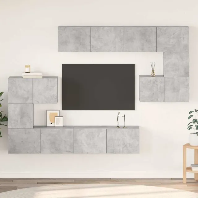 vidaXL 8-delige Tv-meubelset bewerkt hout betongrijs grijs, foto 2