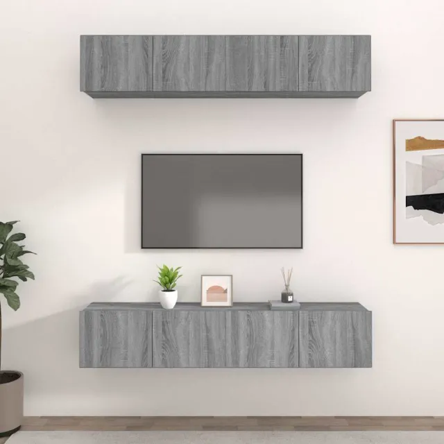 vidaXL Tv-meubelen 4 st 80x30x30 cm bewerkt hout grijs sonoma eiken, foto 2