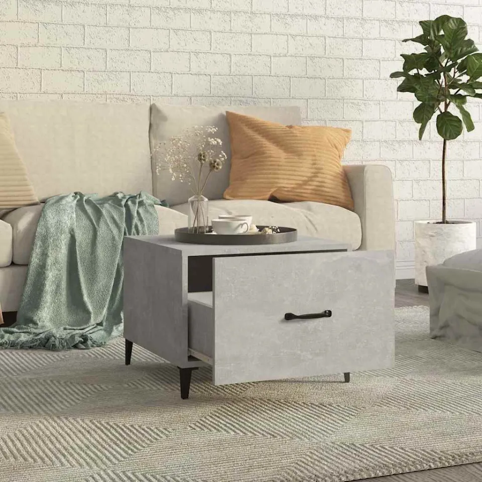 vidaXL Salontafel 2 st met metalen poten 50x50x40 cm betongrijs