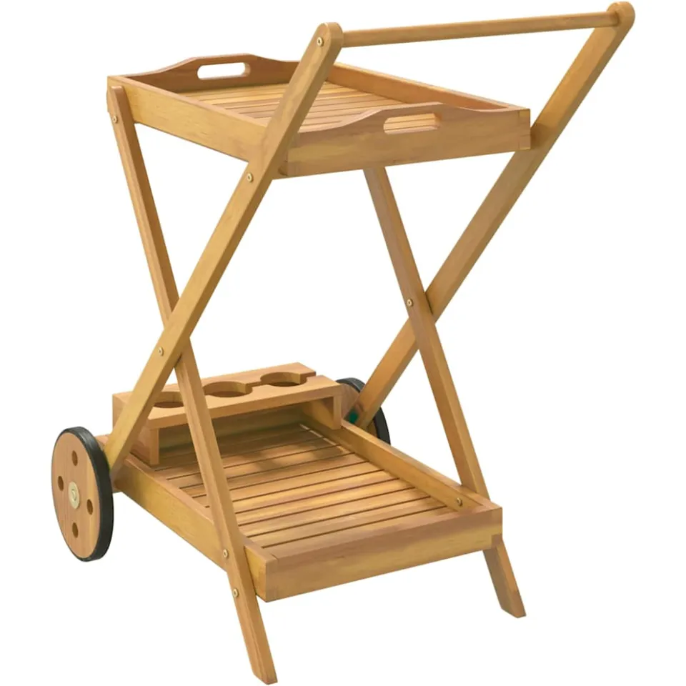vidaXL Serveerwagen 54x87x90 cm massief acaciahout bruin, foto 4