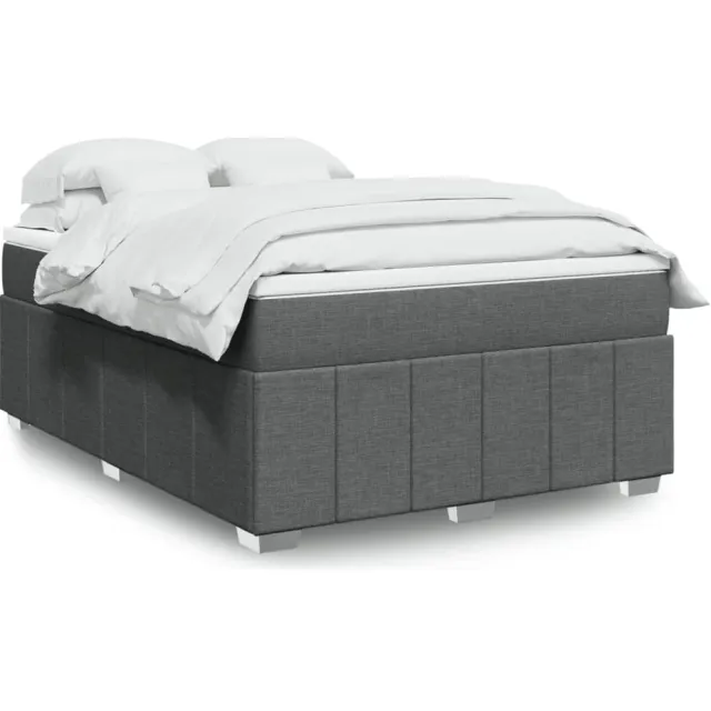 vidaXL Boxspring met matras stof donkergrijs 140x190 cm grijs