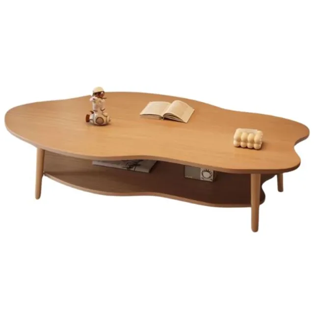 emvae Salontafel - Salontafel met Opbergruimte - Koffietafel - Wolk vorm - 100 x 50 x 40 cm - Hout