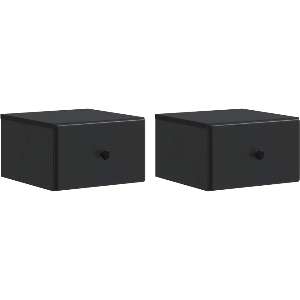 vidaXL Wandbeugel Bedkast 2 st Zwart 34,5 x 33 x 20 cm Bewerkt hout, foto 3