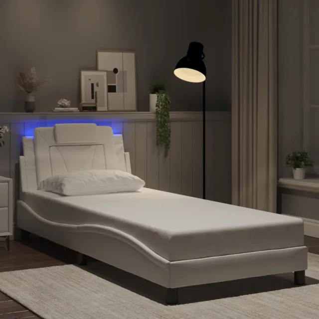 vidaXL Bedframe "Viana" met LED zonder matras wit 80x200 cm
