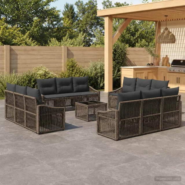 vidaXL Tuinbankenset 13 st Grijs poly rattan