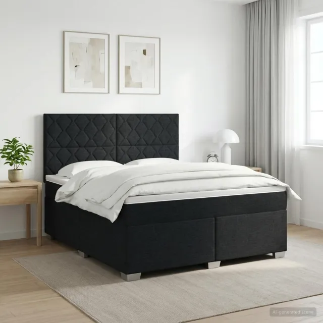 vidaXL Boxspringbed met matras met hoofdeinde Zwart 140 x 190 cm Stof