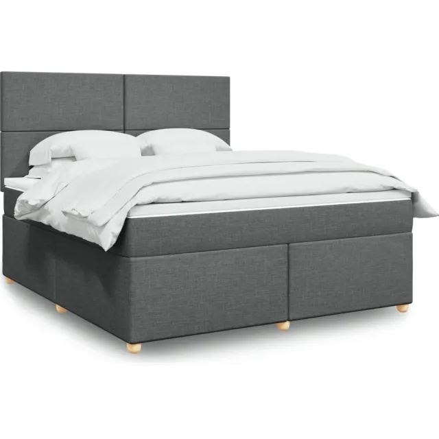 vidaXL Boxspring met matras stof donkergrijs 180x200 cm grijs