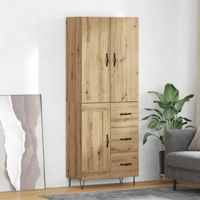 vidaXL Hoge kast 2 st Artisan Eiken 69,5 x 34 x 180 cm Bewerkt hout, foto 2