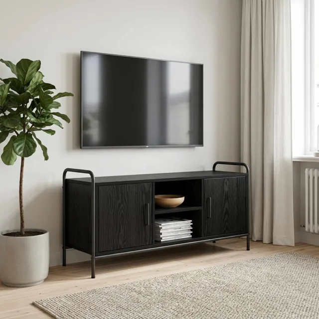 vidaXL Tv-meubel 99 x 33 x 50 cm Zwart eiken Bewerkt hout, foto 2