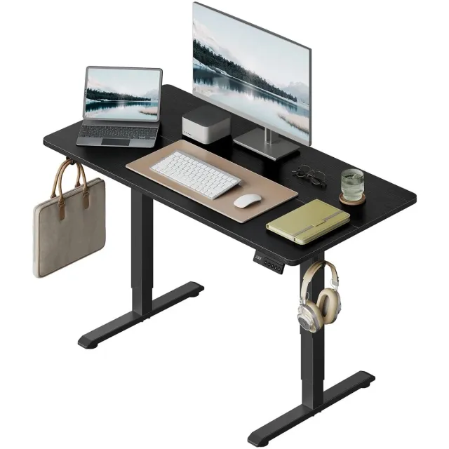 Klarven Elektrisch Verstelbaar Bureau 120x60cm Zwart - Zit-Sta Tafel met 3 Geheugenposities en Veiligheidssysteem